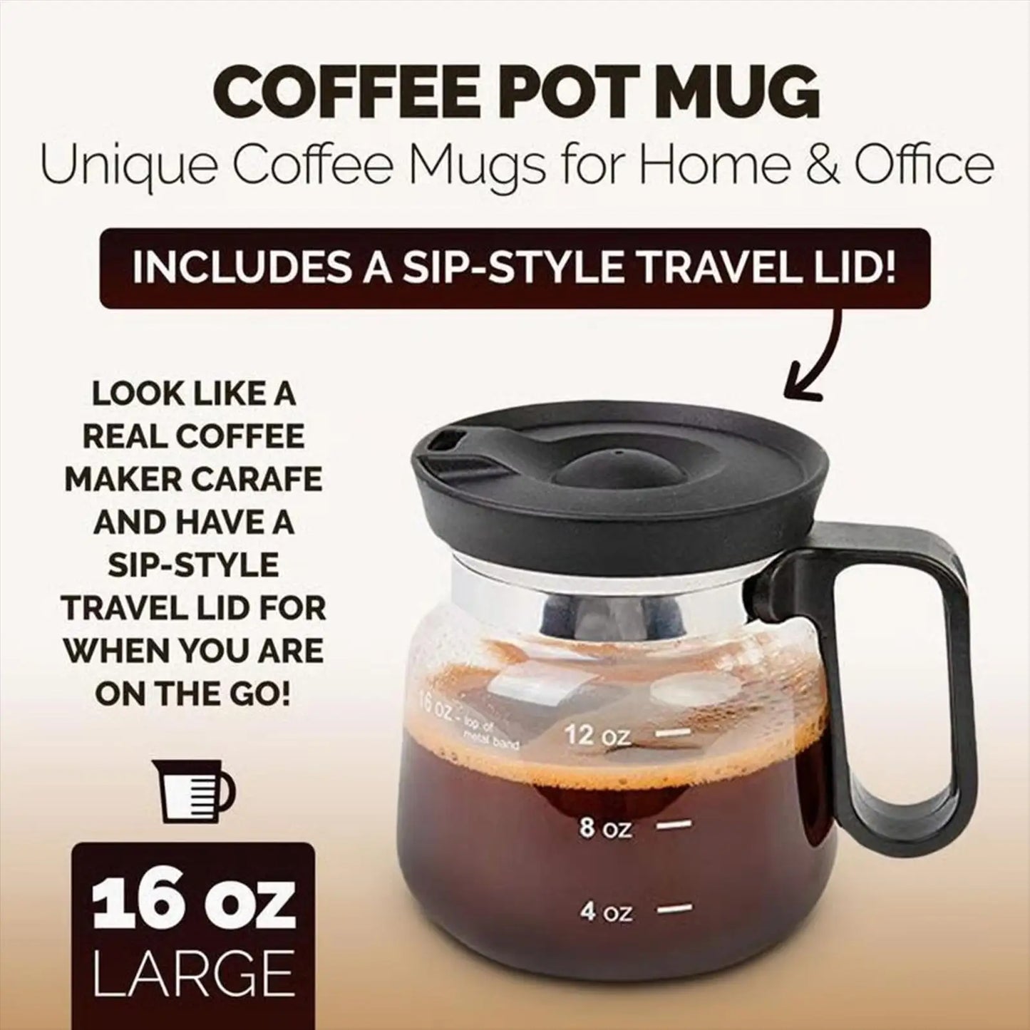CaféGlass™ – 16oz Coffee Pot Style Mug