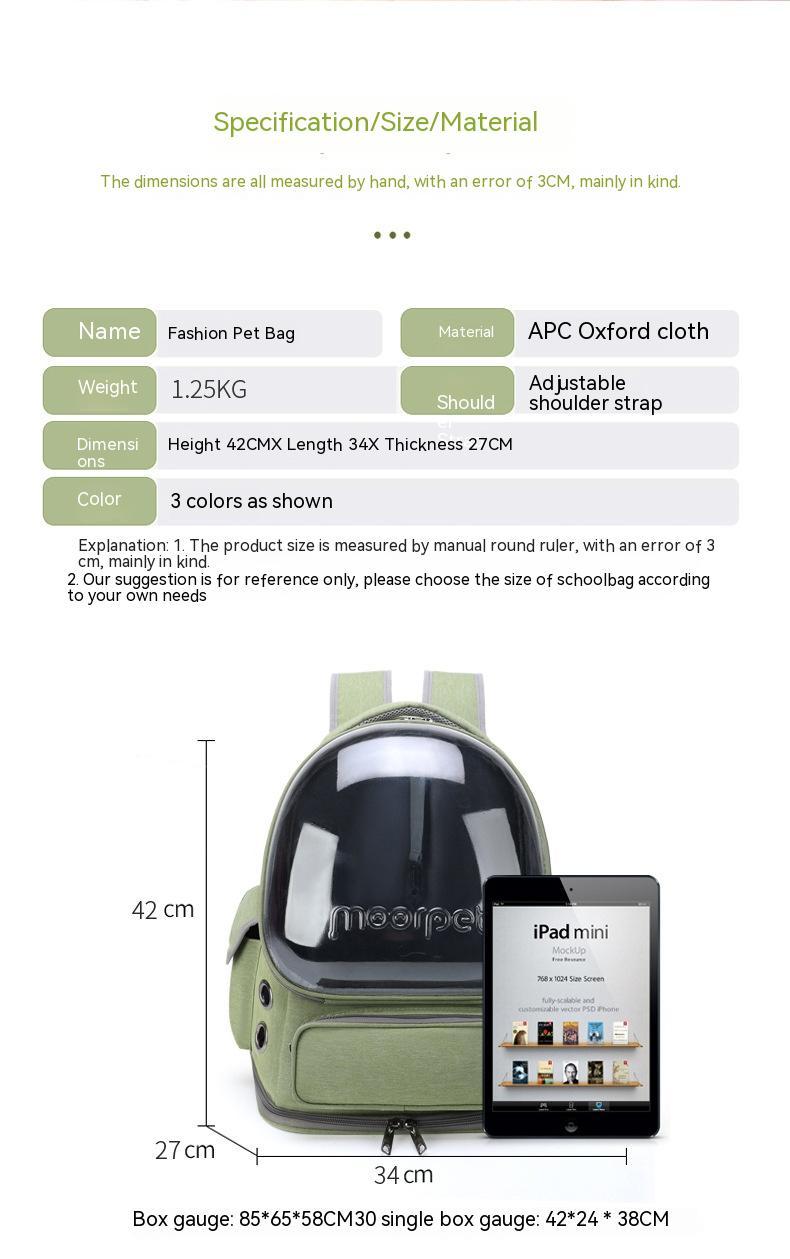 Outdoor Portable Breathable Space Pet Backpack